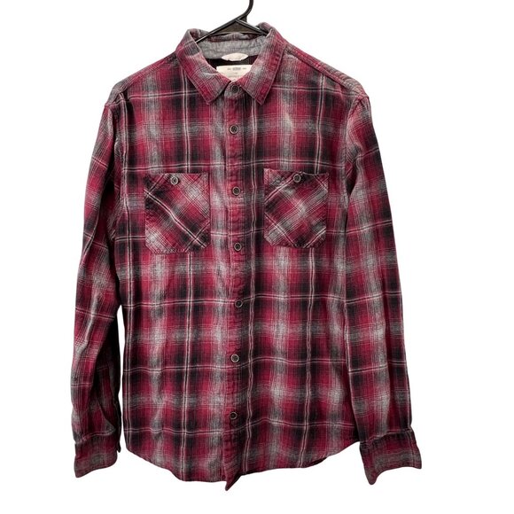 Urban Pipeline Awesomely Soft Flannel Shirt S Burgundy Gray Button Up - Picture 1 of 6